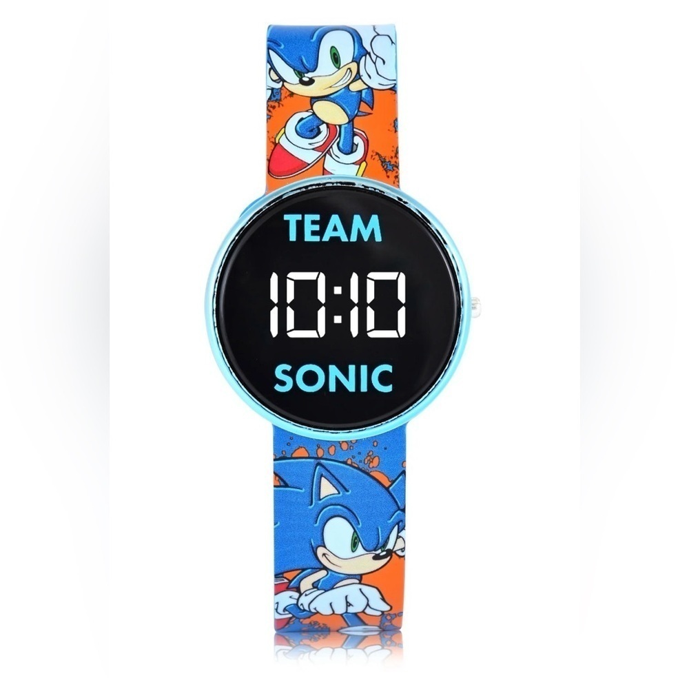 SonicUnisex Children's LED Watch with Round Case and Printed Silicone Strap